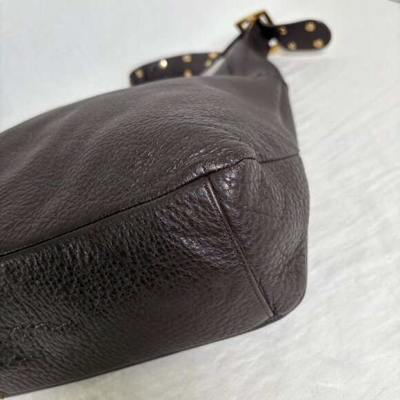 Banana Republic Factory Vintage Y2K Pebbled Leather Studded Strap Slouchy Bag - Picture 13 of 16